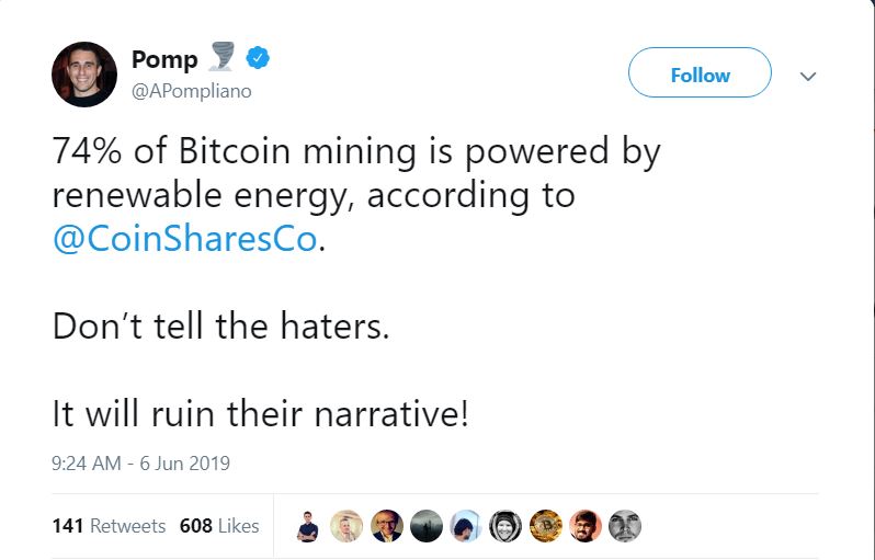 Pompliano. Bitcoin Mining, Environment