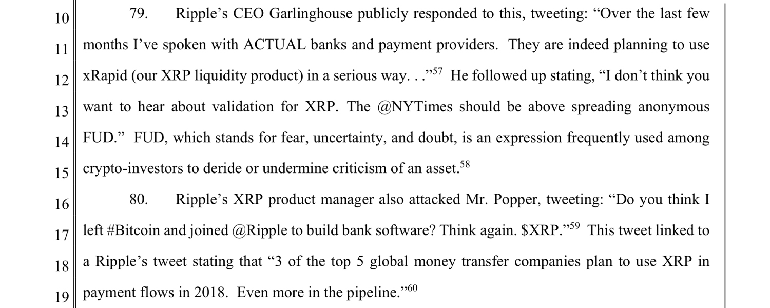 Ripple CEO's Public Statements About XRP Token Under Fire in Class-Action Lawsuit Ripple CEO's Public Statements About XRP Token Under Fire in Class-Action Lawsuit