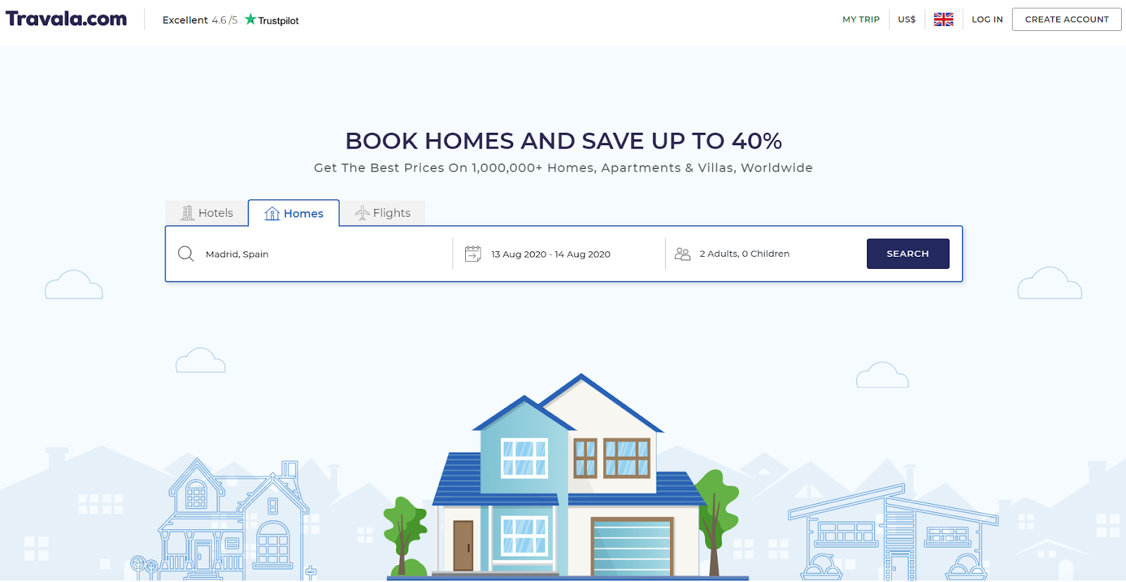 Travala.com’s new Homes booking section