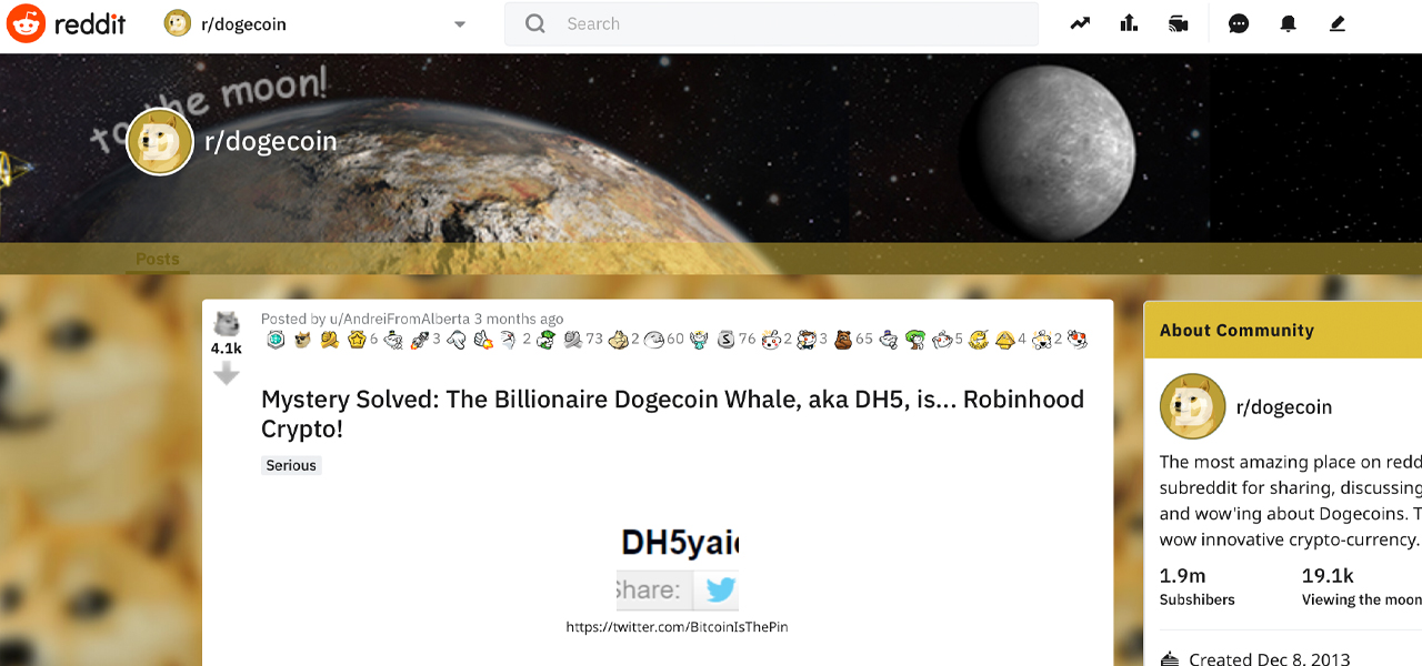 Who Owns the Mystery Dogecoin Whale Address? Robinhood's CEO Dismisses Speculation