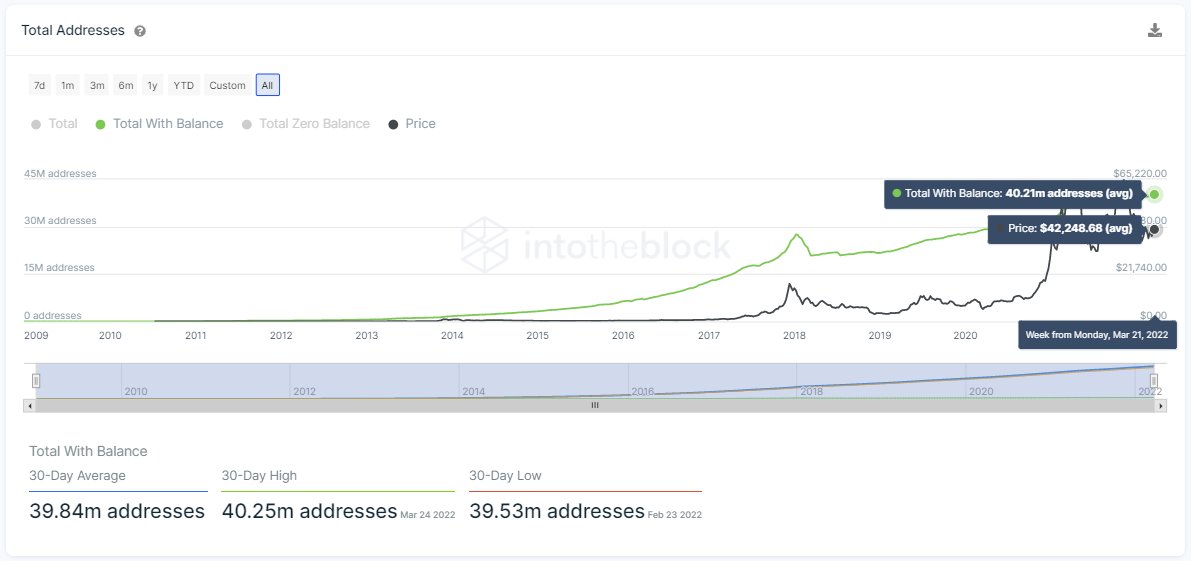 Number of Addresses Holding BTC Taps 40 Million, Non-Zero Bitcoin Address Metric Grew 92% Since 2018