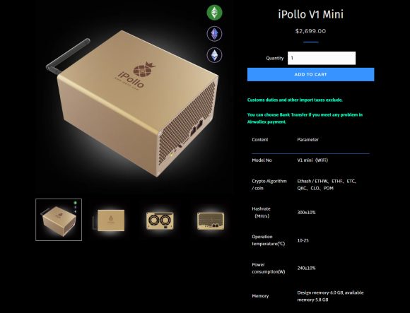 First Impressions from the iPollo V1 Mini Ethash/ETChash ASIC Miner