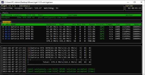 New Rigel 1.3.5 Nvidia GPU Miner With Further Improved NEXA Performance