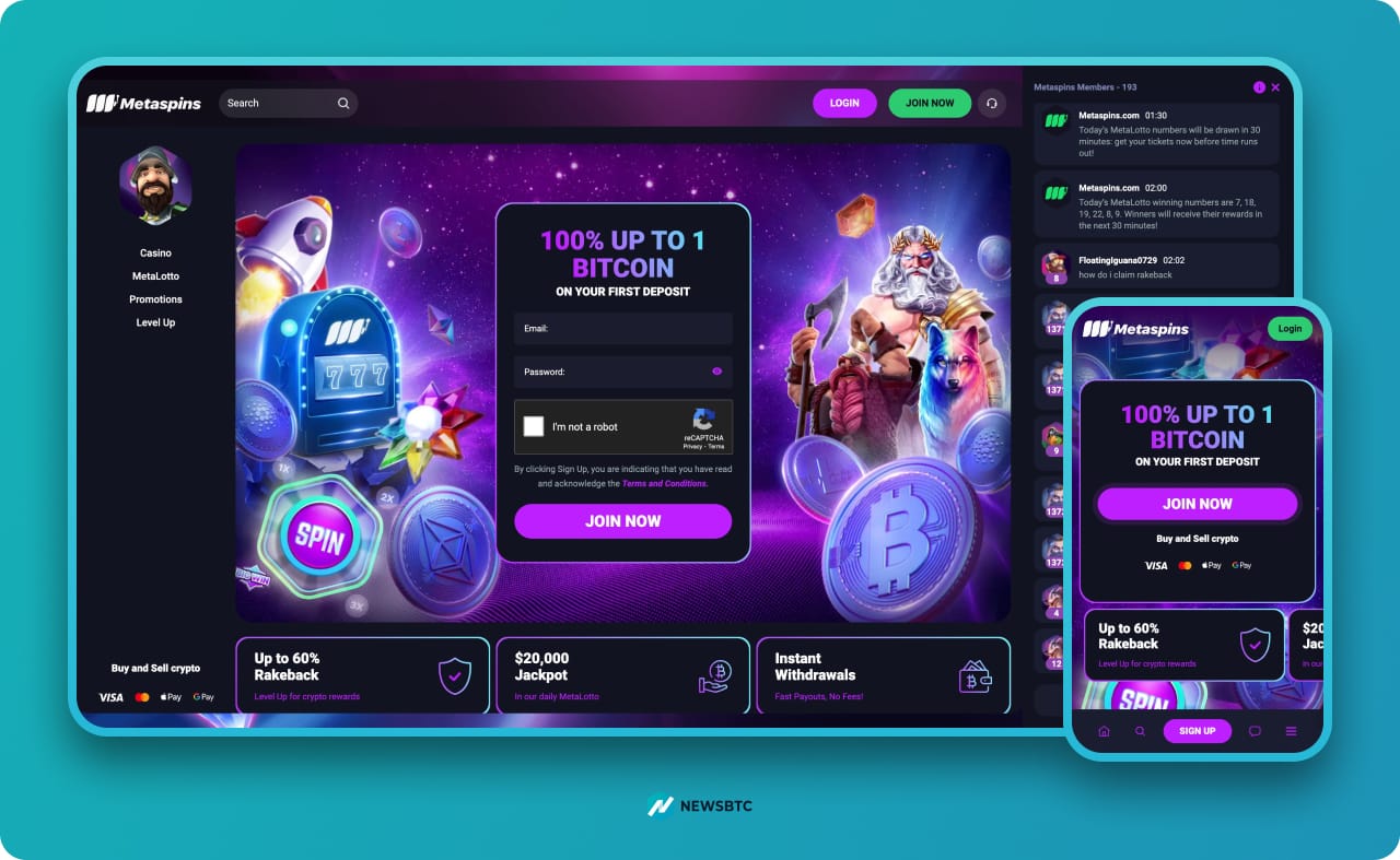 Metaspins Crypto gambling site